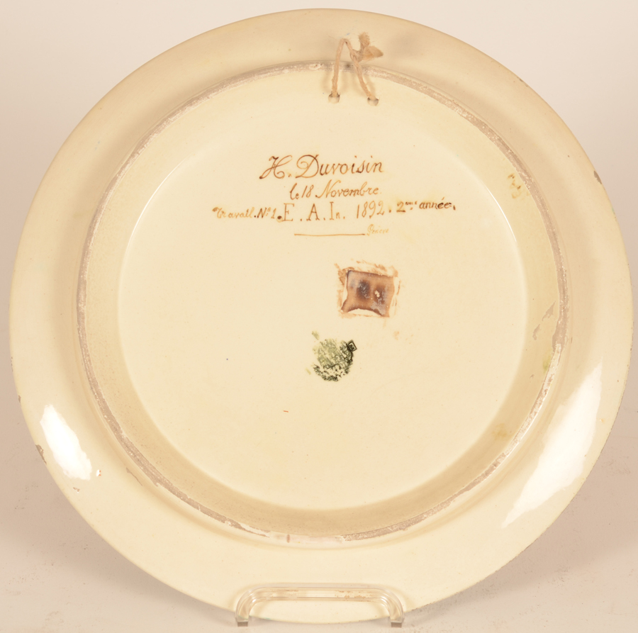 Henri Duvoisin art nouveau dish — Back of the dish, producers mark of the dish illedgible