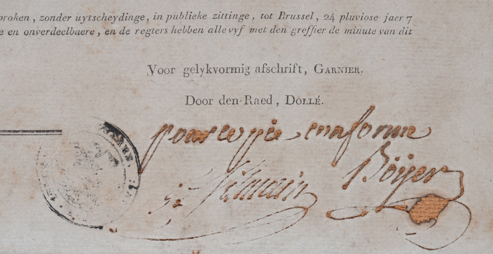 Poster French Republic 1798, dyle departement — Signature and printed date bottom right