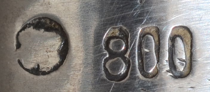 Alexander Stürm — Makers mark and alloy mark for 800/1000 on the top of the handle.