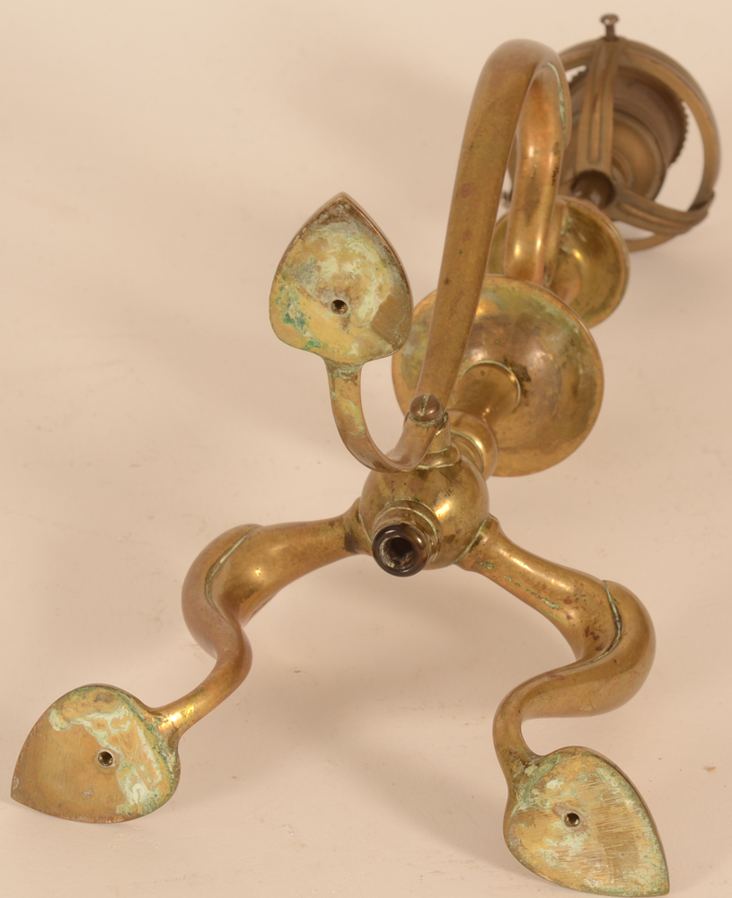 English arts and crafts brass lamp — bottom of the piece