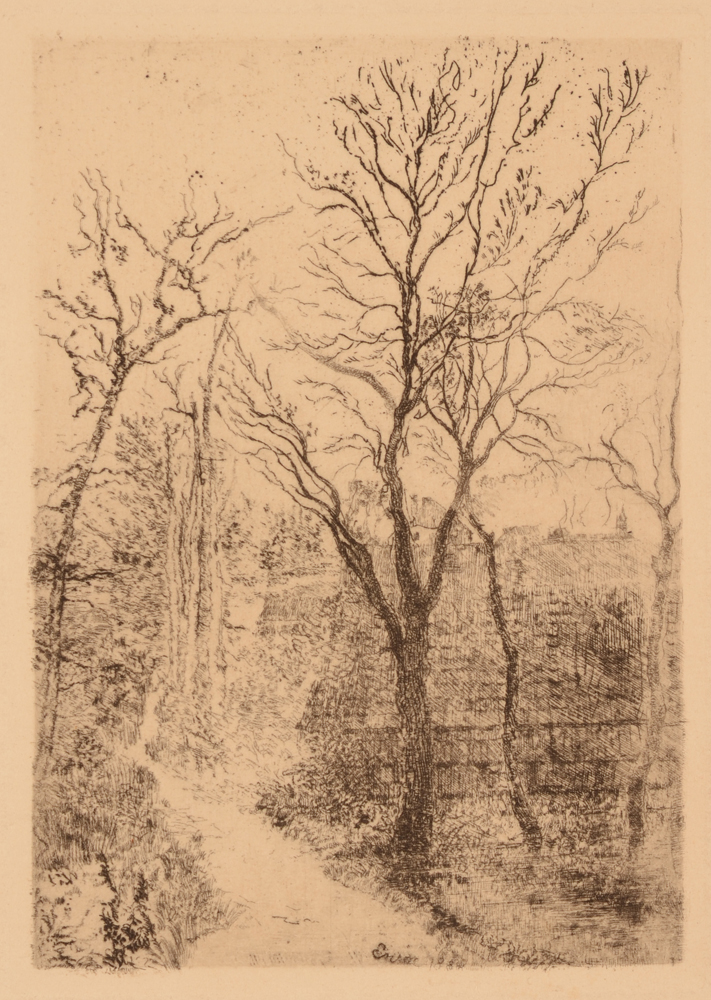 James Ensor — Eau-forte, Sentier a Groenendael, 1888. Celui-ci de l'edition de 1912 avec tampon sec de la Societe des Aquafortistes belges