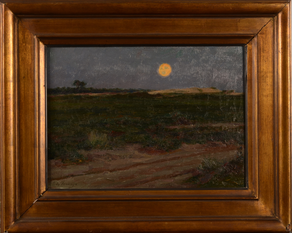 Edgard Farasyn — Paysage au clair de lune, huile sur toie signée<br>