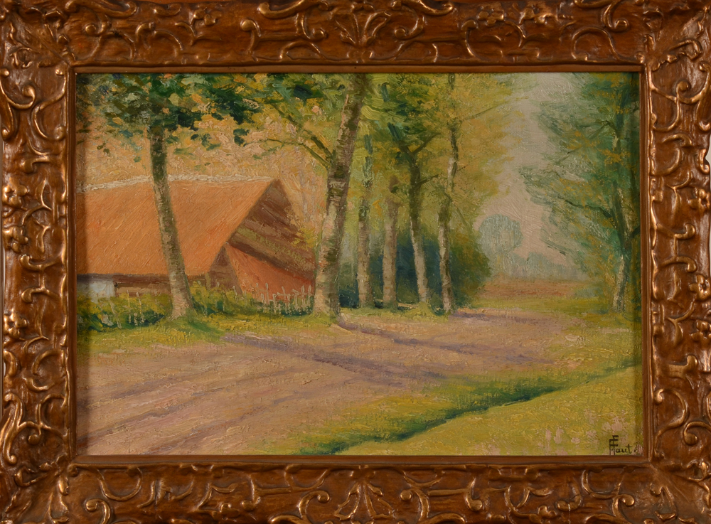 Ernest Faut — Petit paysage impressioniste, huile sur panneau