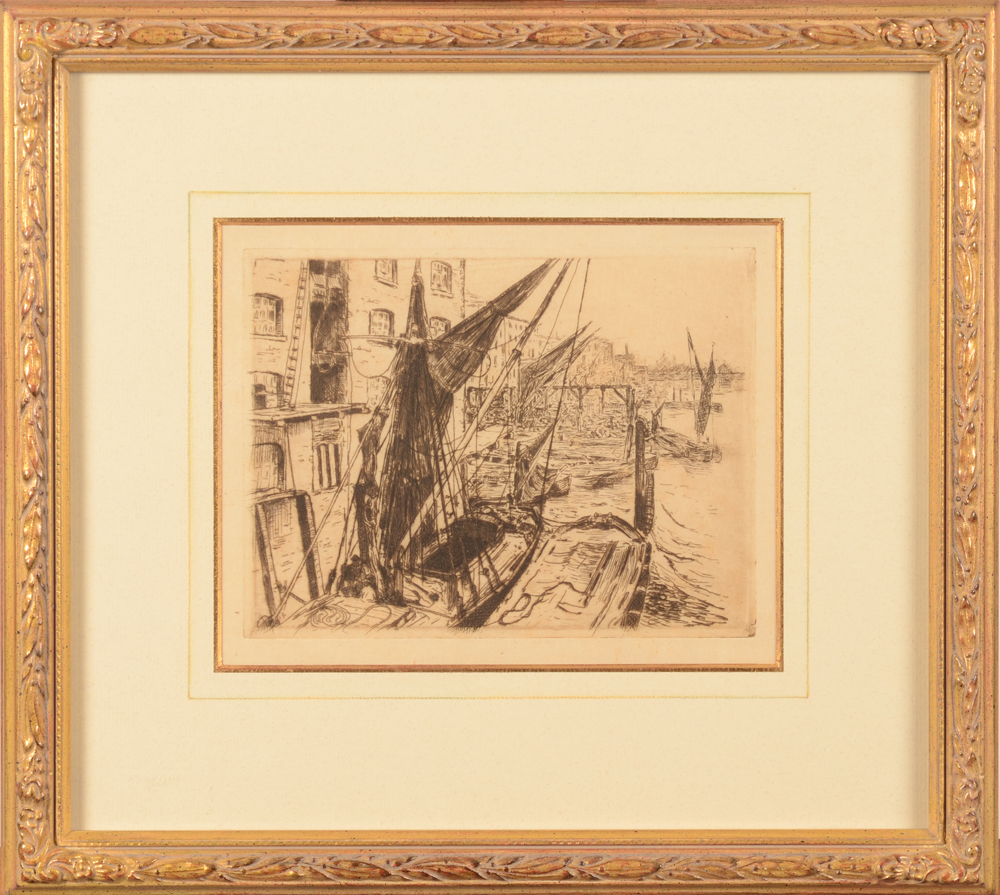 Alfred William Finch — Eau-forte originale du port de Londres