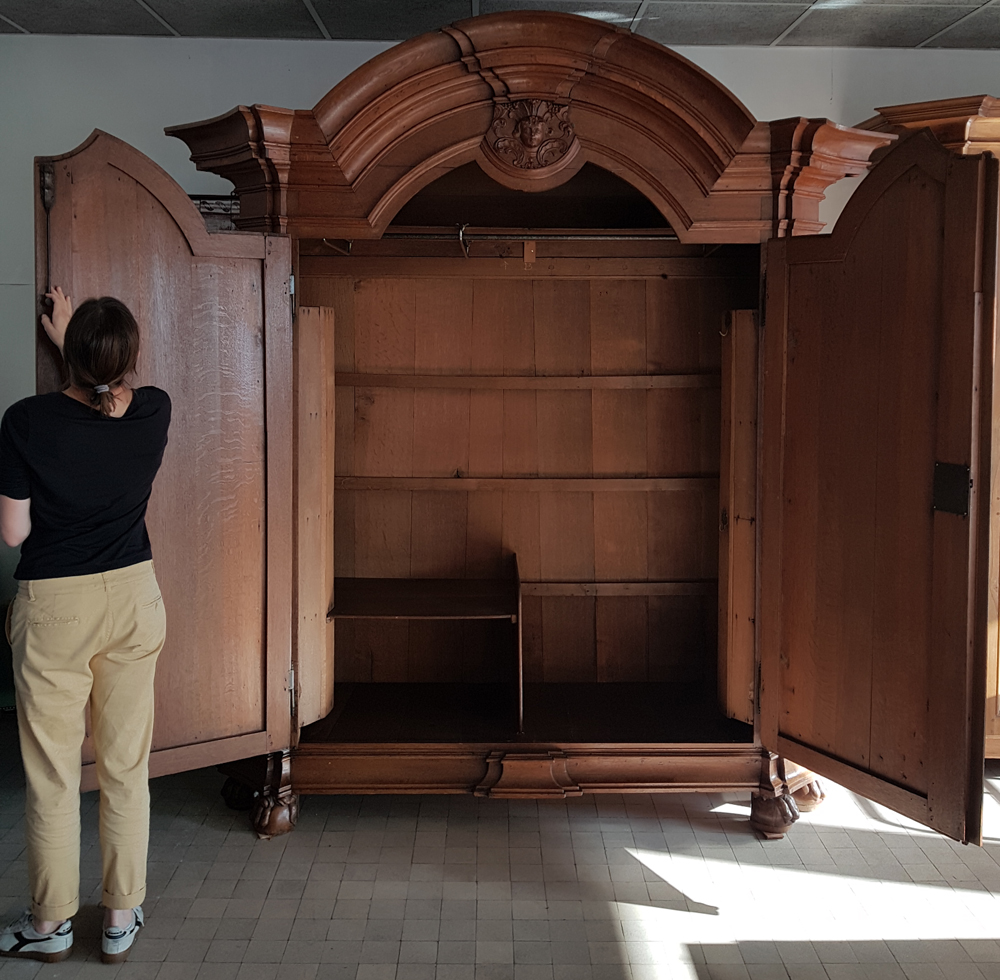 Flemish regence armoire — The armoire open<br>