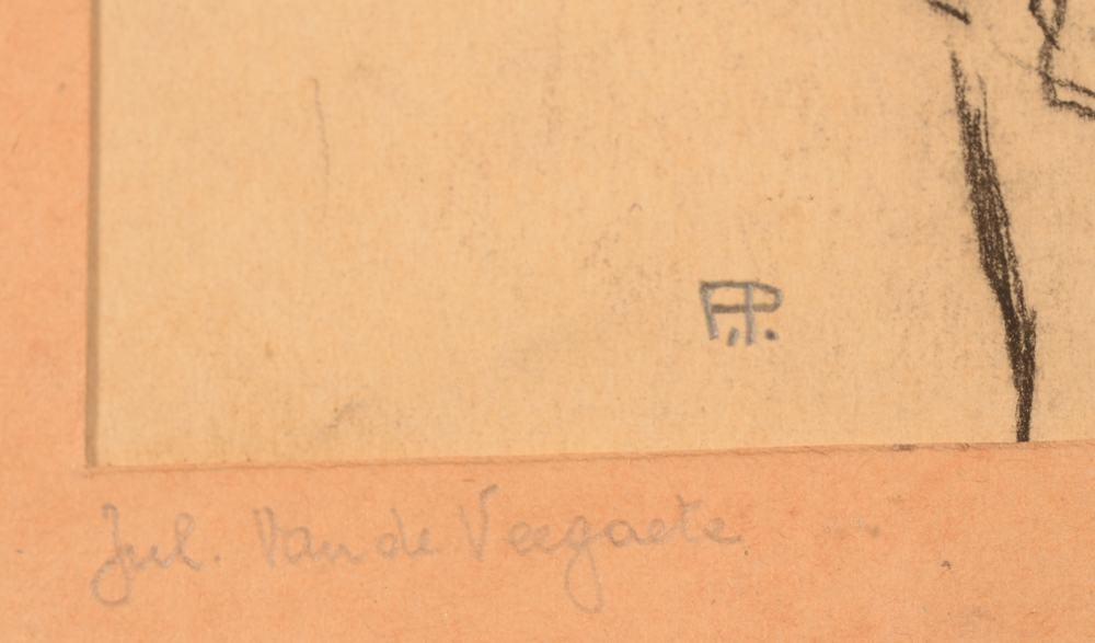 Francois Pycke portrait of Jules Van de Veegaete signature — Monogram signature bottom left
