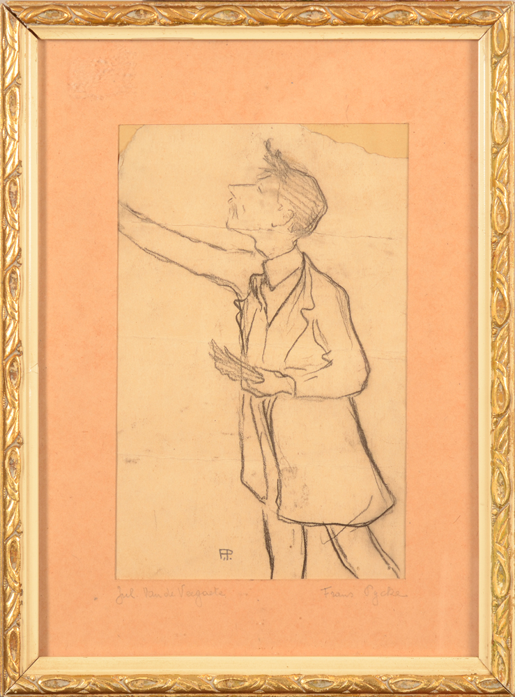 Francois Pycke portrait of Jules Van de Veegaete — Francois Pycke portret van Jules Van de Veegaete, Belgische kunstschilder, houtsnijder en beeldhouwer