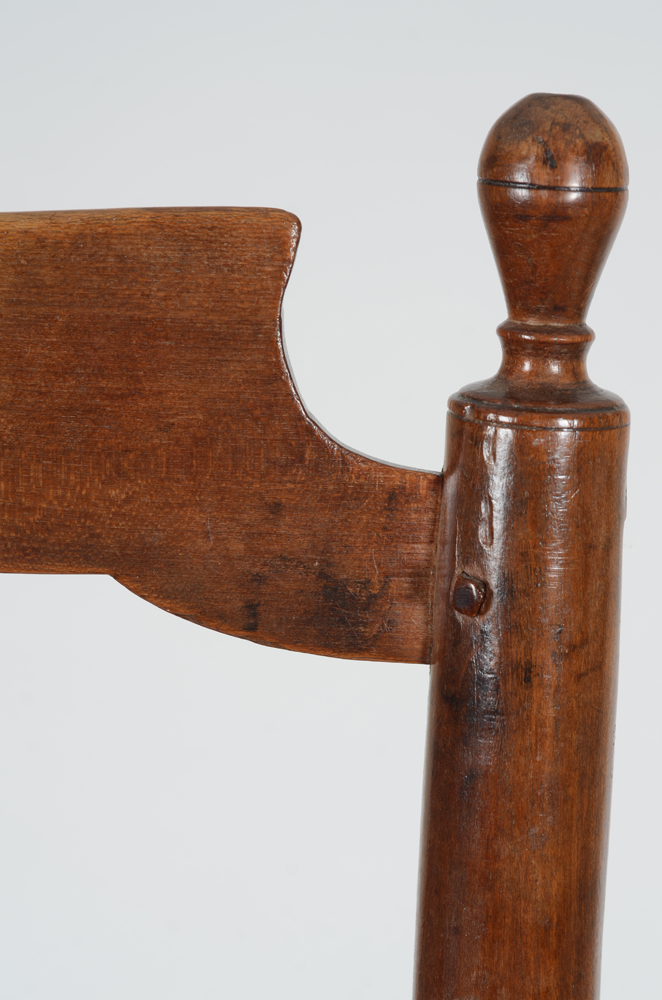 A small vernacular smokers chair, 19th century — Detail of one of the finals
