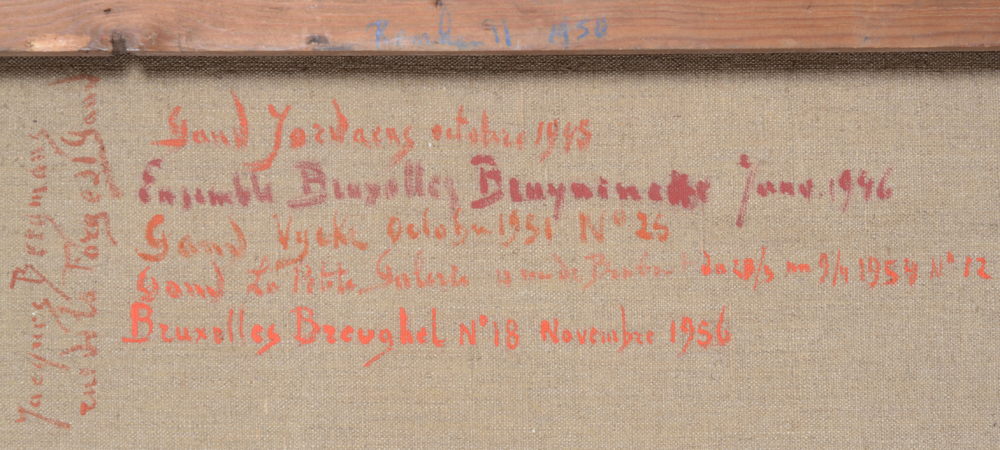 Jacques Bergmans — List of exhibitions of the work at the back of the canvas