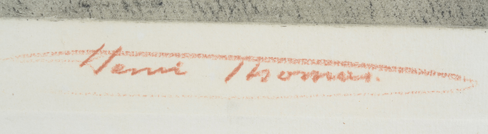 Henri Thomas — Signature of the artist in red pencil, bottom right