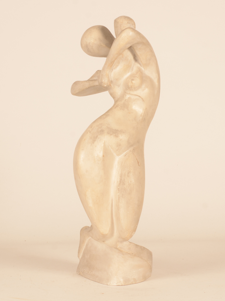 Luc Goossens Mother and child — Belle sculpture moderne en plâtre