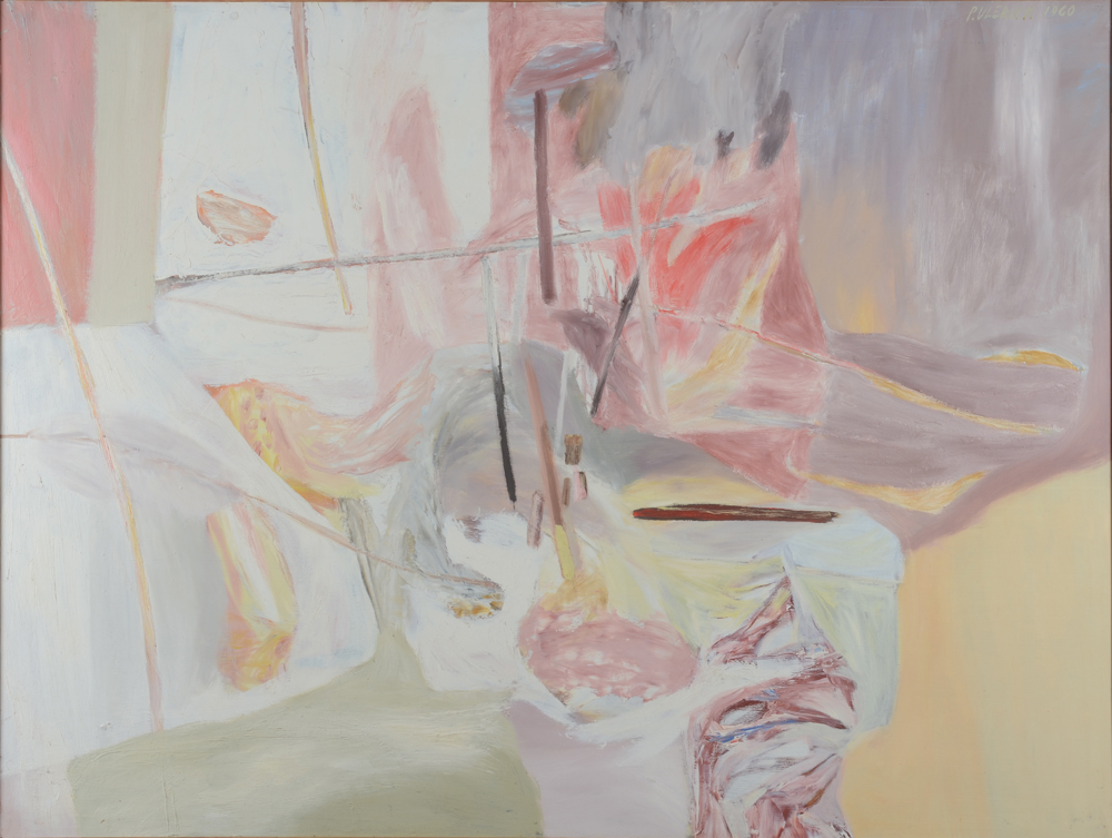 Pierre Vlerick — Peinture abstraite, huile sur isorel, signée et datée 1960<br>