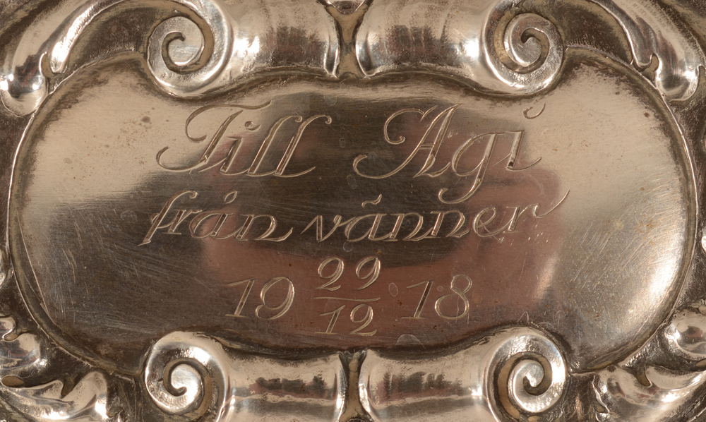 C.G. Hallberg Stockholm — Inscription on the front