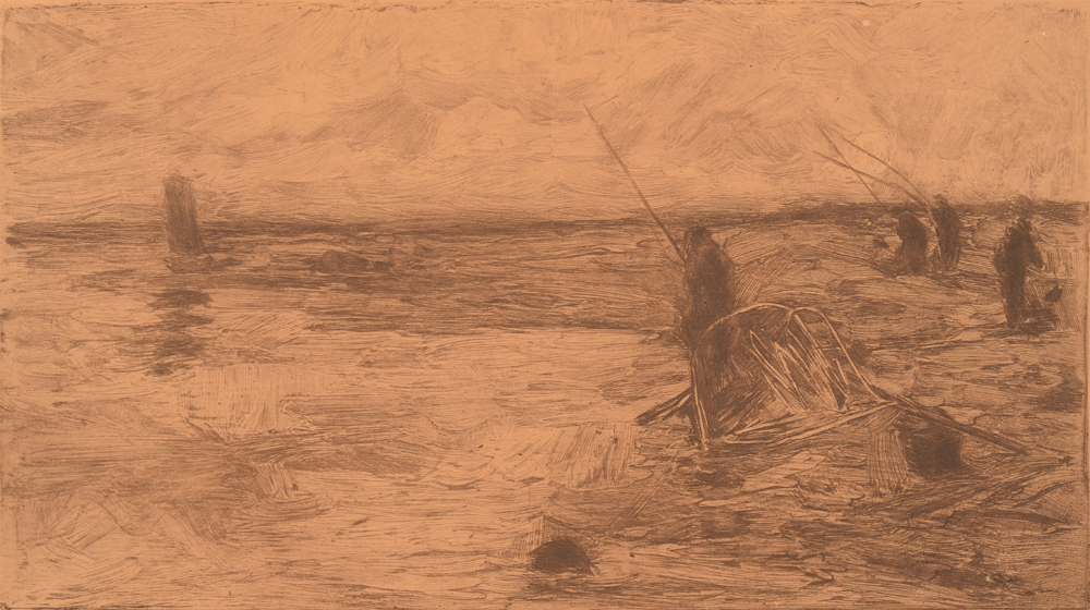 Armand Heins  — Au bord de la crique, 1892, eau-forte rare d'après Albert Baertsoen
