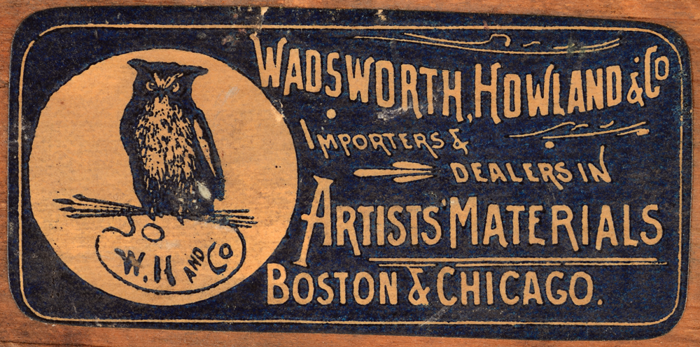 Valentin Henneman — Label at the back of the strecher of Wadsworth, Howland &amp; Co., dealers in artists materials from Boston and Chicago