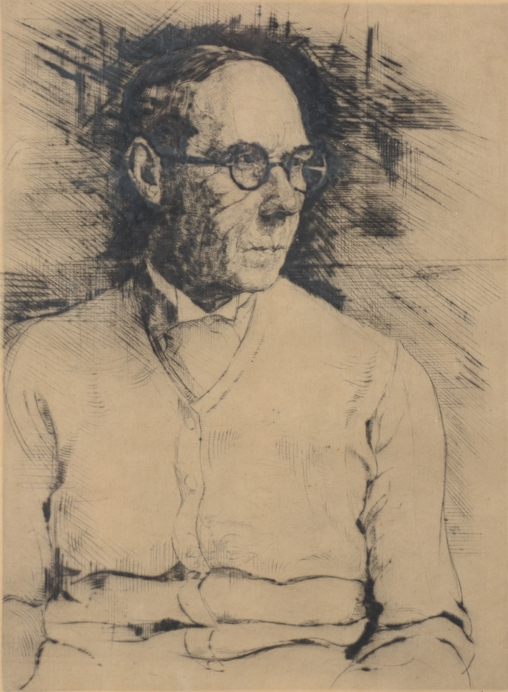 Jules De Bruycker l'Aquafortiste 1934 — Remarkably Realist selfportrait as en etcher, sent to the Venice Biennale in 1934