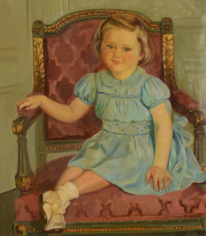 Marie Howet — Portrait de Jacqueline, huile sur toile dans son cadre d'origine, signée, ca. 1948-1949