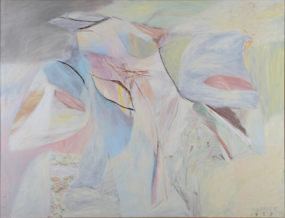 Pierre Vlerick — Abstraction lyrique de 1959, intitulée 'Oiseau', signée et datée