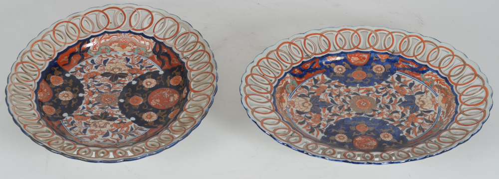 A pair of oval porcelain Imari dishes, Japan — Alternate view