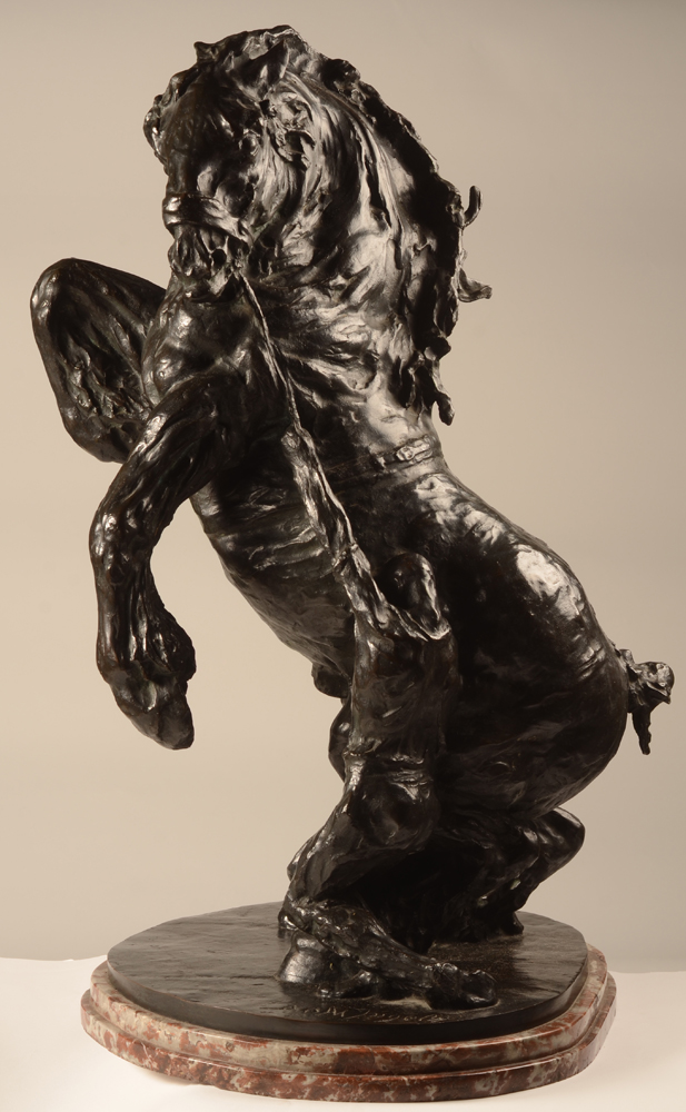 Domien Ingels prancing stallion — Etalon cabrant, très rare bronze de grand format de 1925, signé et avec cachet de fonderie Vindevogel