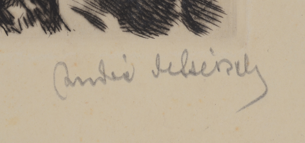 André Székely of Doba - Portrait of a writer (?) — Signature of the artist underneath the print, on the bottom right, in pencil.