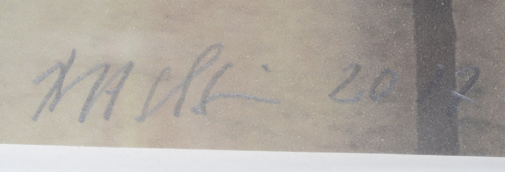 Bent Holstein, In the Park #13, a mixed media work from 2017 — Signature of the artist and date in pencil bottom right