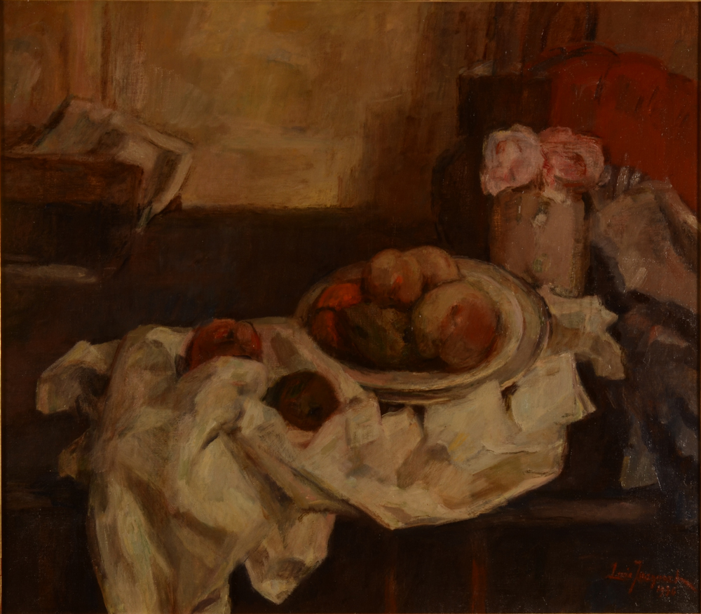 Lucie Jacquart  — Nature morte, huile sur toile signée et datée 1936