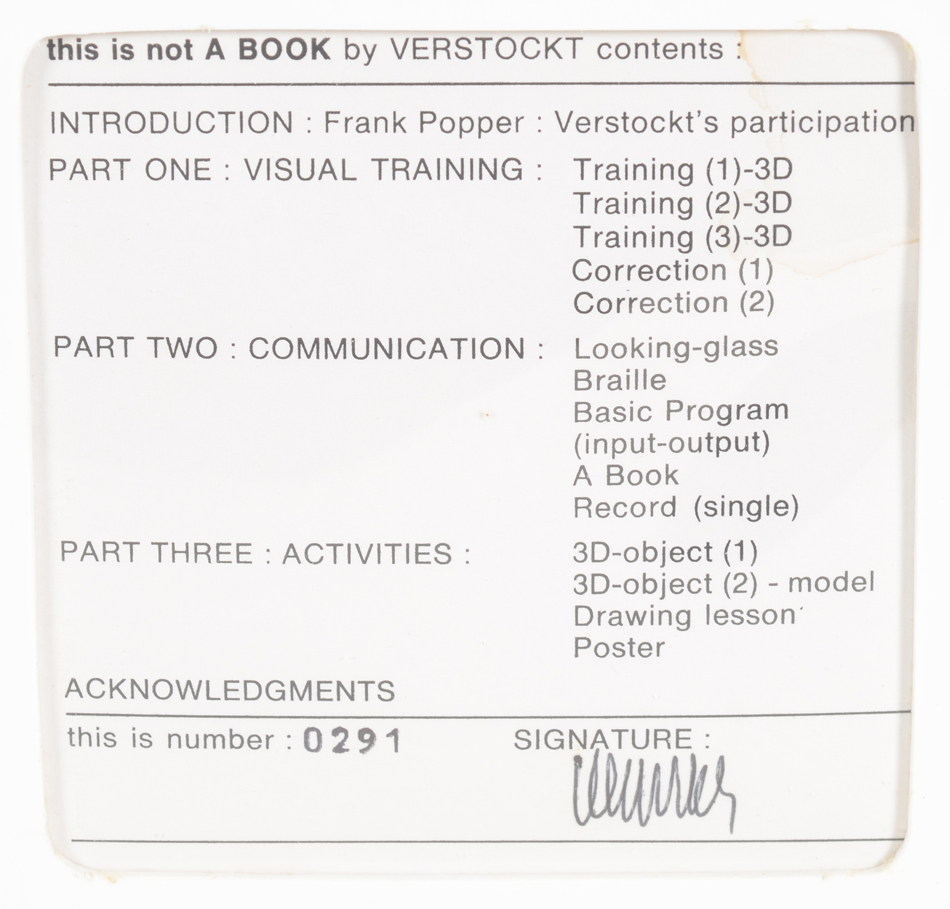 Mark Verstockt  — Table of contents and signature of the artist with justification