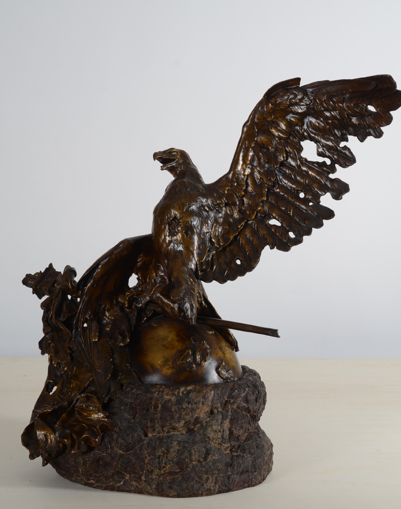 Jean Léon Gérôme — Grande réduction du monument de Waterloo en bronze patiné sur son soccle d'origine