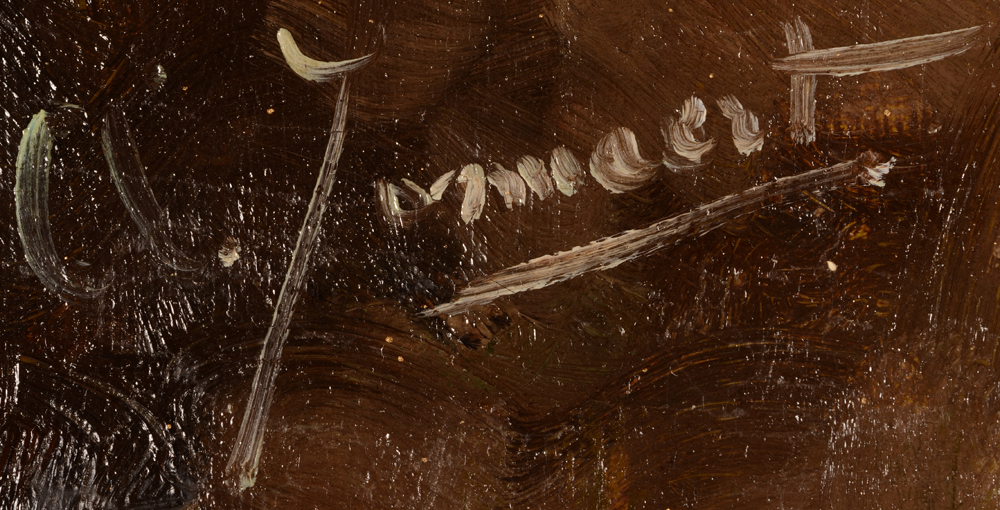 Clemence Jonnaert — Signature of the artist top left on the Chrysanthemums paintings