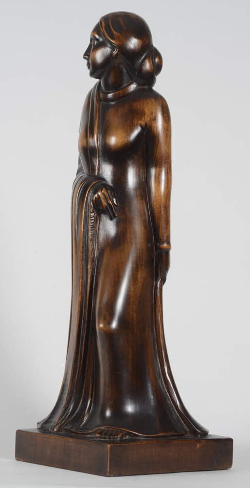 Willem Van Aerden — Rare sculpture en bois, taille directe des années trente, signée