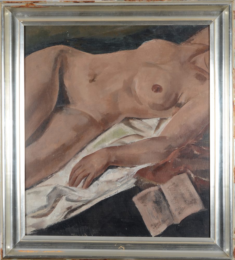 Jeanne Van Cauwenberghe — The painting with its original frame, damaged at the edges