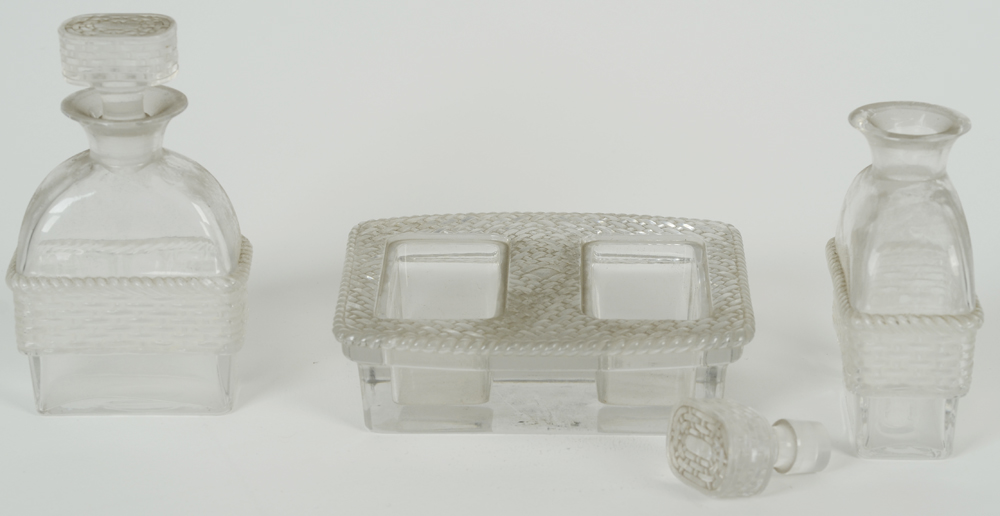 Lalique cruet set — the cruet set with its different components