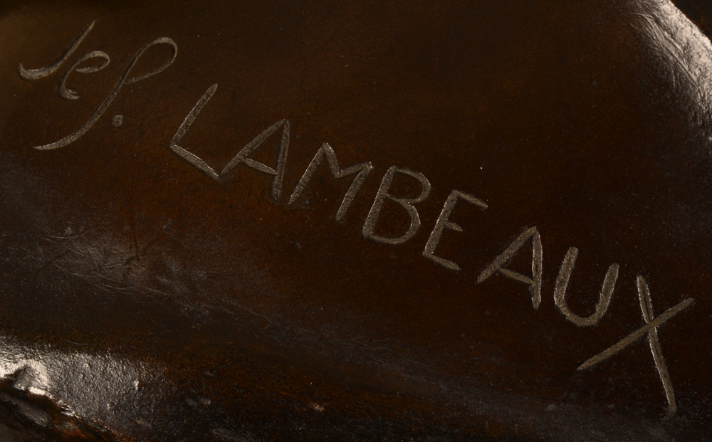 Jef Lambeaux — Signature of the artist on the shoulder