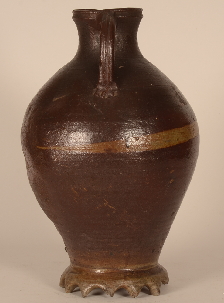 Langerwehe Pitcher — With visible throwing rings and a horizontal pale line as decorative patterns