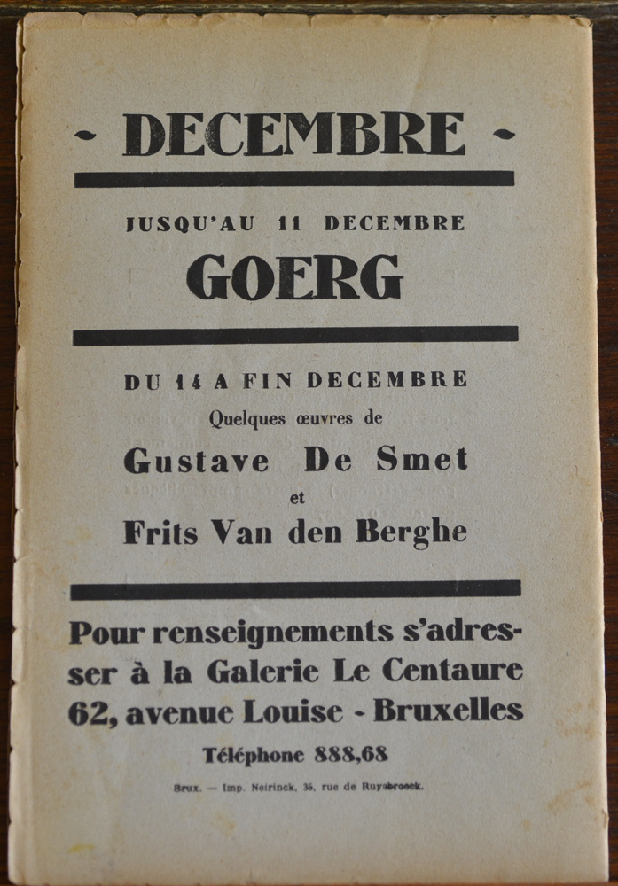 Le Centaure Decembre 1929 — Back of the magazine