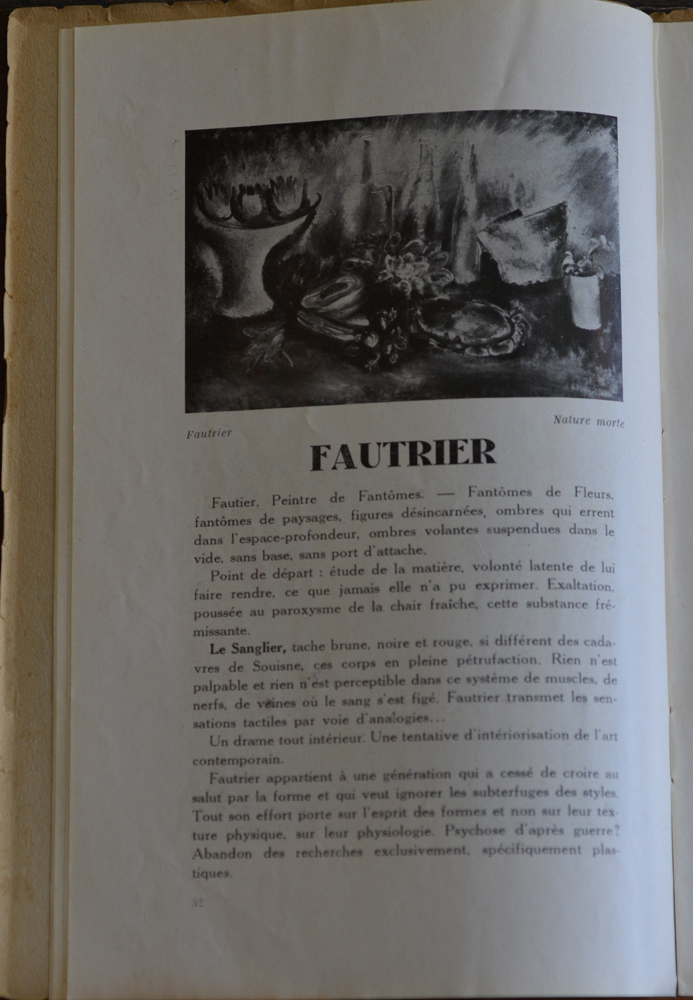 Le Centaure Decembre 1929 — Article on the early work by Jean Fautrier