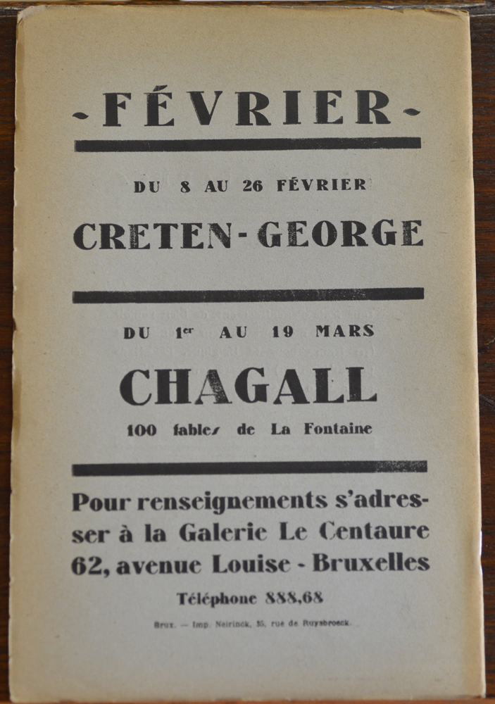 Le Centaure Fevrier 1930 — Back of the periodical with photographs of works by Grosz, Modigliani, Chagall and Jacques Mauny