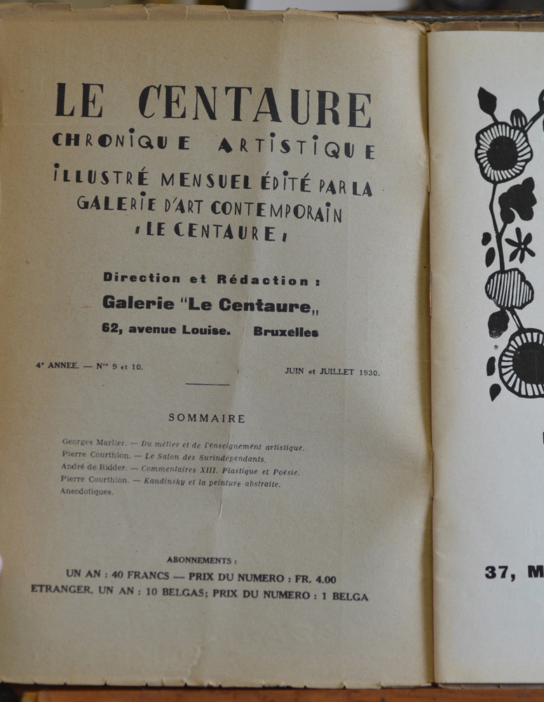 Le Centaure Juin-Juillet 1930 — Colophon of the magazine