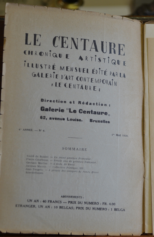Le Centaure Mai 1930 — Colophon, magazine with illustrations of works by Charles Dufresne, Braque, Matisse, Picasso<br>