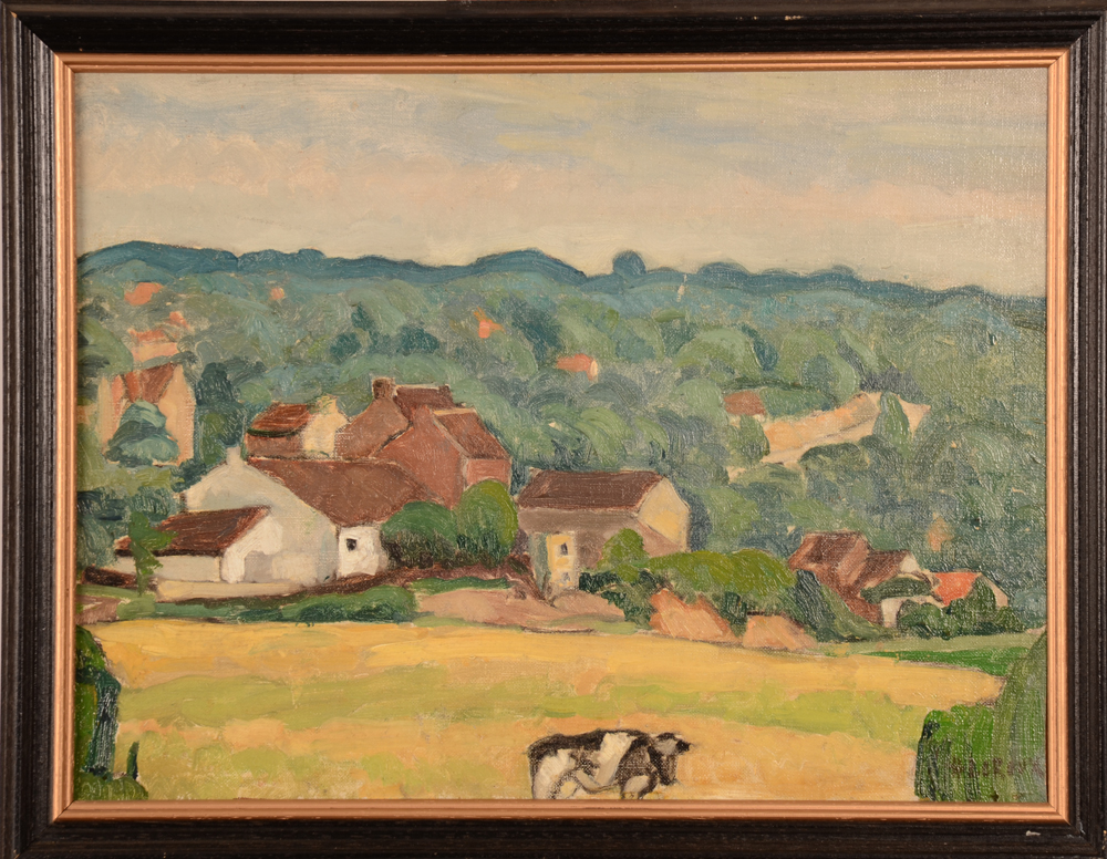 Henri Le Roux The Cow — huile sur toile sur panneau, En Ardennes