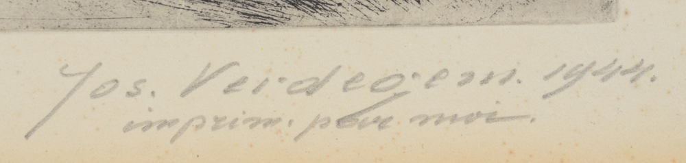 Jos Verdegem — Signature, date and mention 'imprimé par moi' (printed by me) bottom right
