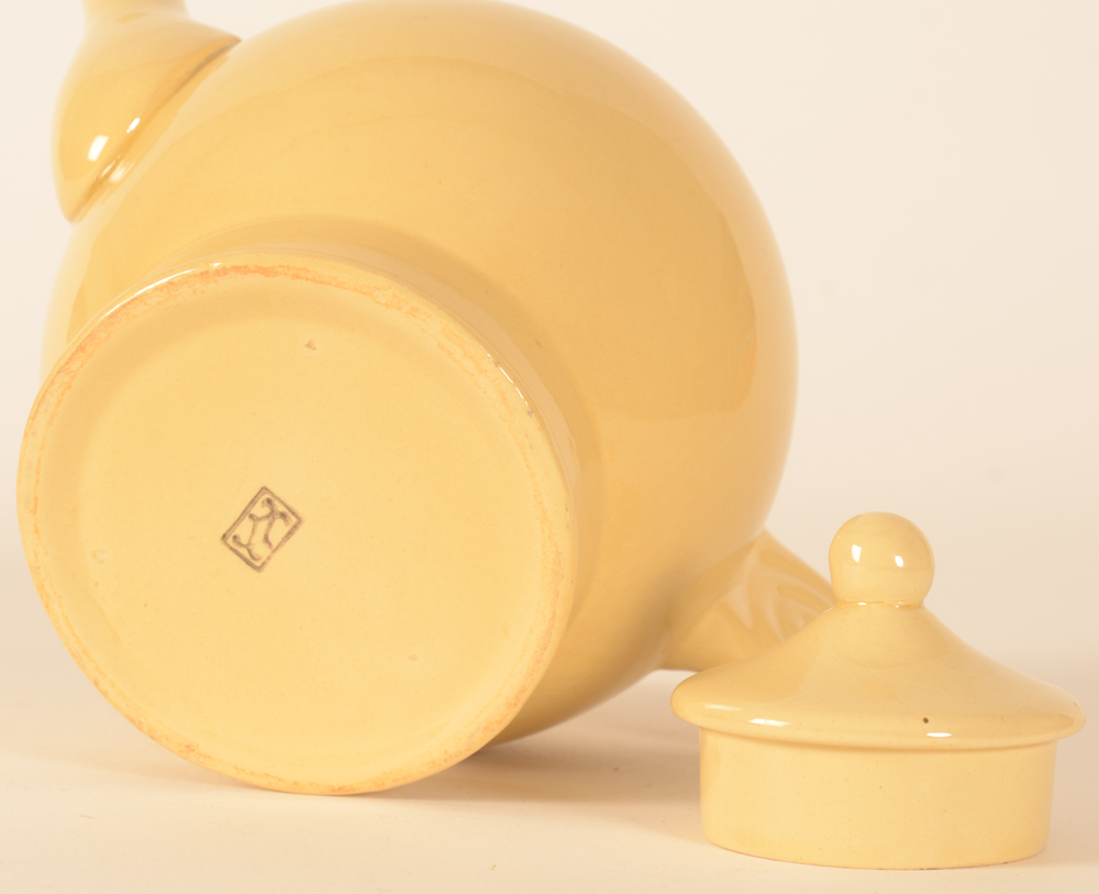 A rare yellow Jean Luce art deco tea pot — Mark on the bottom of the base