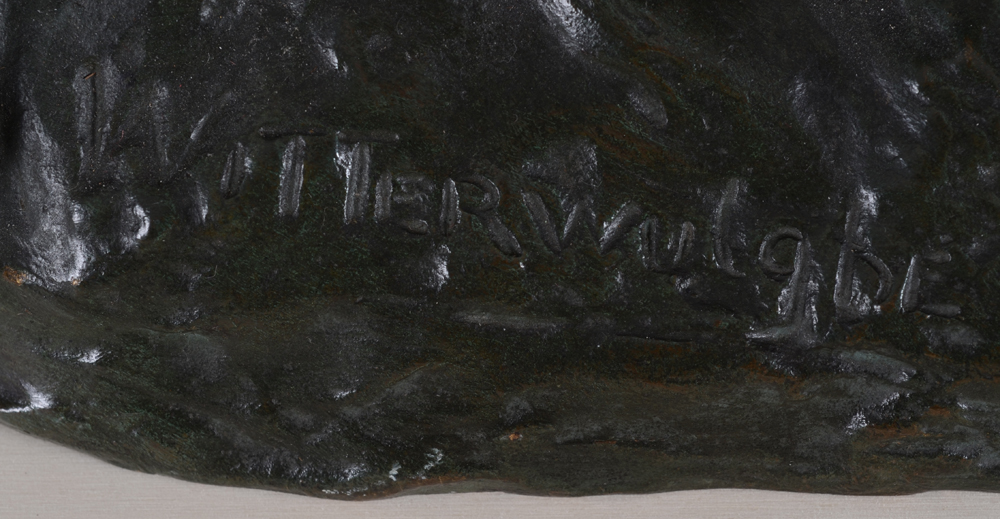 Joseph Witterwulghe, la fagoteuse, bronze sculpture — Signature of the artist on the base