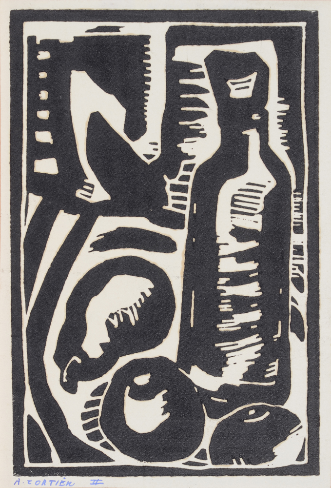 Amédée Cortier — Lino, probablement unique, signée&nbsp; par l'artiste, d'une série de trois, ceci numéro 'II'