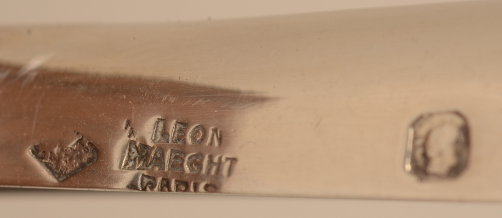 Tétard Frères for Léon Maeght — Makers mark, retailers mark of Maeght and alloy mark for 950/1000 at the side