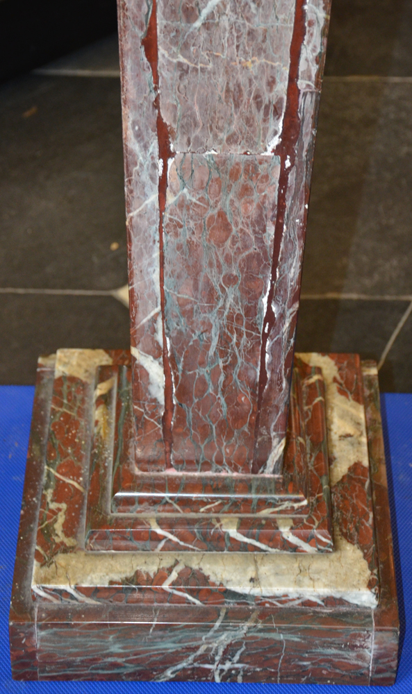 Marble Pedestal — Detail showing part of the restoration.