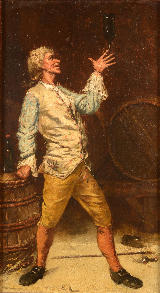 Alexandre Markelbach — Le jongleur, huile sur panneau, signée