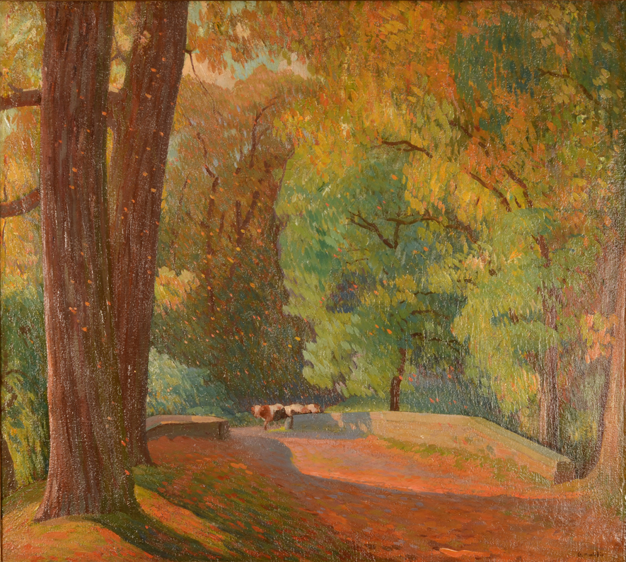 Guillaume Montobio the lane at Ooidonk castle — Fauvist oil on canvas