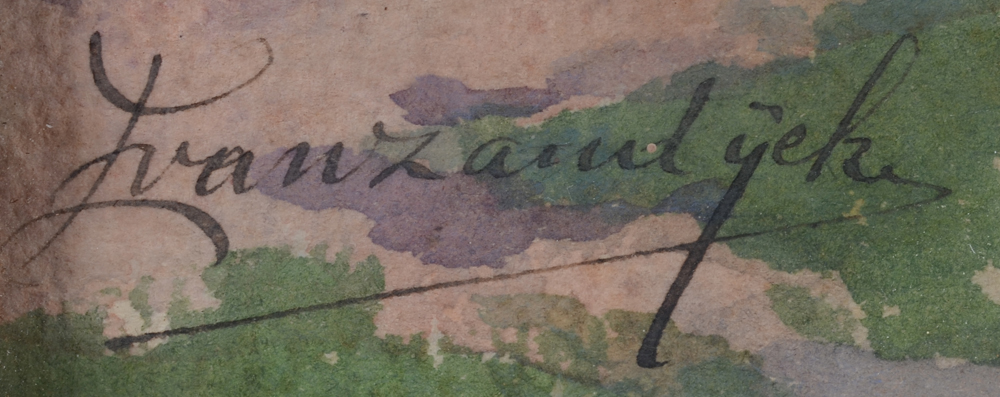 Edouard Van Zandycke, the road to nowhere, an original watercolour — Signature of the artist, bottom left